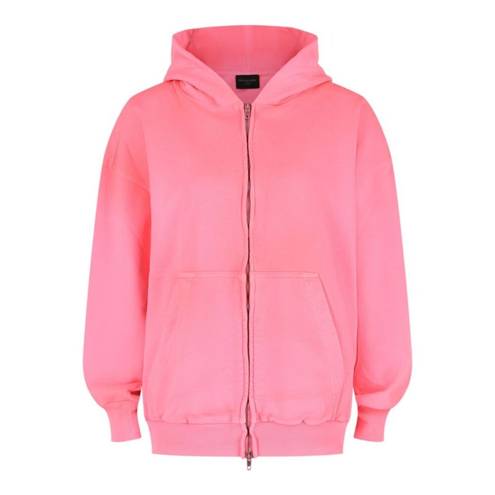 Balenciaga Small Fit Zip-Up Hoodie Pink Womens